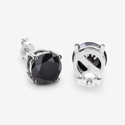 4.25 Carat Genuine Black Diamond 14K White Gold Earrings