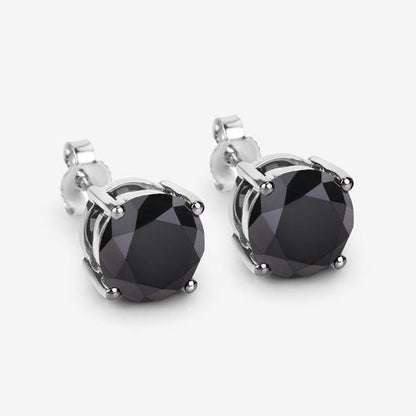 3.48 Carat Genuine Black Diamond 14K White Gold Earrings