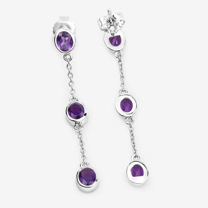 2.04 Carat Genuine Amethyst .925 Sterling Silver Earrings