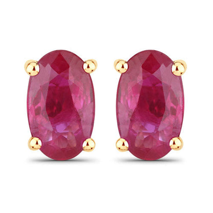 0.54 Carat Genuine Ruby 14K Yellow Gold Earrings