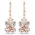 18K Rose Gold Plated 1.88 Carat Genuine Morganite .925 Sterling Silver Earrings