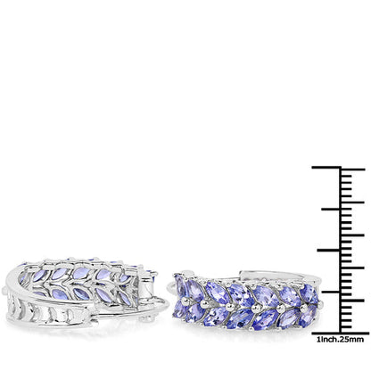 3.92 Carat Genuine Tanzanite .925 Sterling Silver Earrings