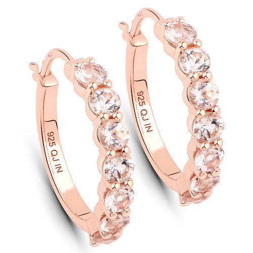 18K Rose Gold Plated 1.68 Carat Genuine Morganite .925 Sterling Silver Earrings