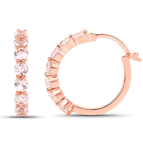 18K Rose Gold Plated 1.68 Carat Genuine Morganite .925 Sterling Silver Earrings