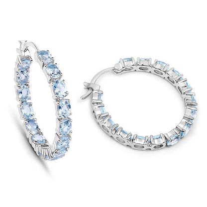 5.70 Carat Genuine Blue Topaz .925 Sterling Silver Earrings