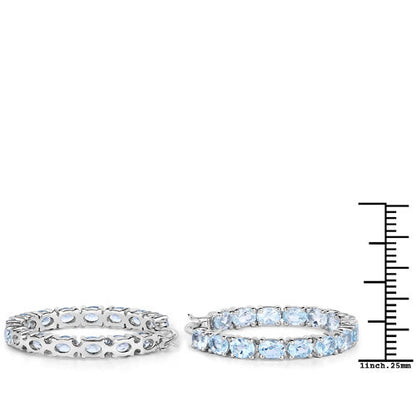 5.70 Carat Genuine Blue Topaz .925 Sterling Silver Earrings