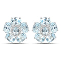 18K White Gold Plated 10.48 Carat Genuine Blue Topaz and White Topaz .925 Sterling Silver Earrings