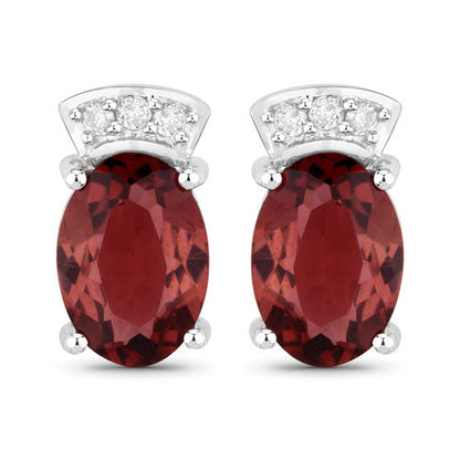 1.35 Carat Genuine Pink Tourmaline and White Diamond 14K White Gold Earrings
