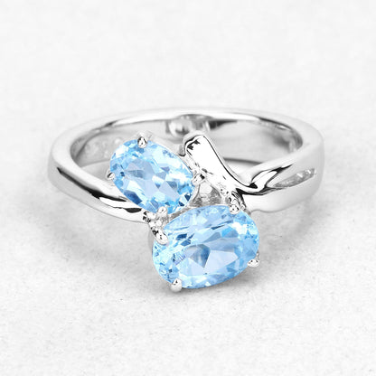 2.55 Carat Genuine Blue Topaz .925 Sterling Silver Ring