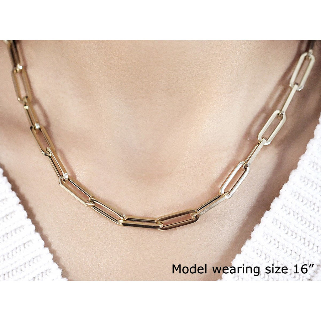 14K Yellow Gold Wide Paperclip Chain (6.1mm)