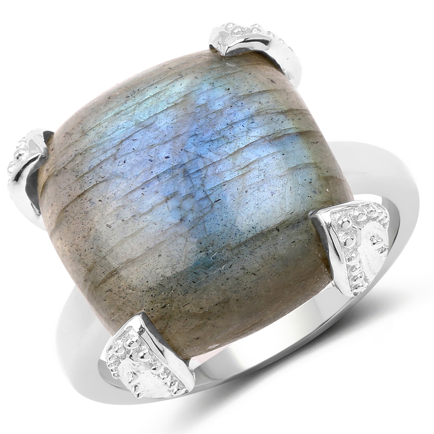 16.95 Carat Genuine Labradorite .925 Sterling Silver Ring