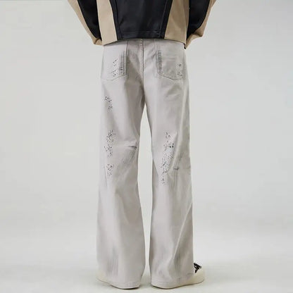 American Street Hip Hop Tie-dyed Washed Jeans Men