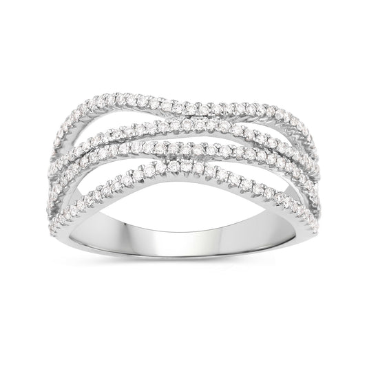 0.46 Carat Genuine White Diamond 14K White Gold Ring (F-G Color, SI Clarity)