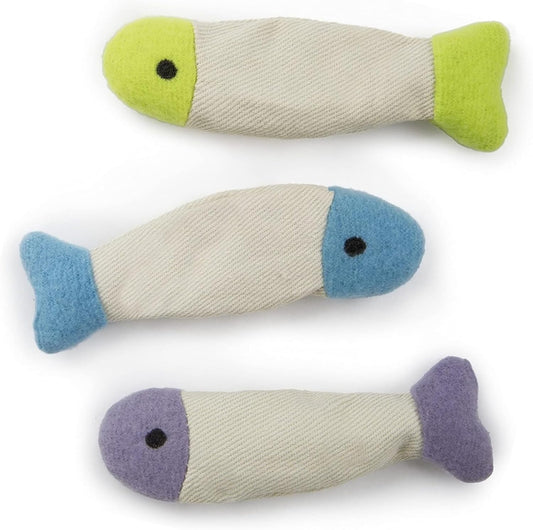 (3 Count) Fish Flop Crinkle Catnip Cat Toys - Multi Color, 3 Count