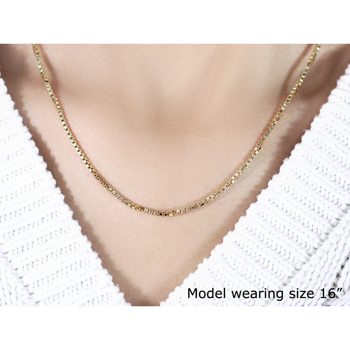 14k Yellow Gold Semi Solid Box Chain 1.6mm