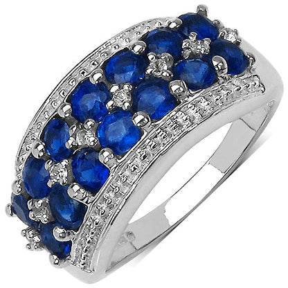 2.00 Carat Genuine Kyanite & White Topaz .925 Sterling Silver Ring