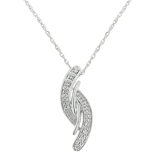 .925 Sterling Silver Diamond Accent Bypass Curve 18" Pendant Necklace (I-J Color, I3 Clarity)