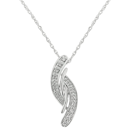 .925 Sterling Silver Diamond Accent Bypass Curve 18" Pendant Necklace (I-J Color, I3 Clarity)