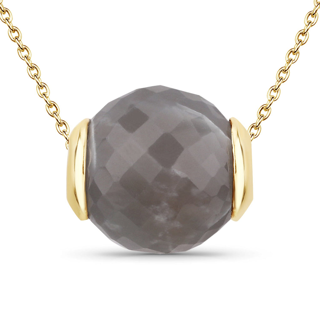 16.79 Carat Genuine Grey Moonstone .925 Sterling Silver Pendant