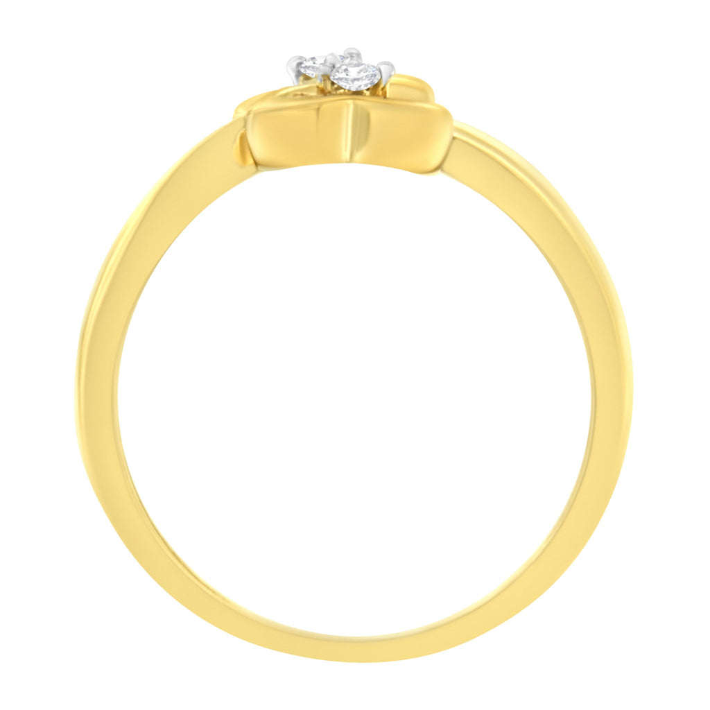14KT Yellow Gold 1/20 ctw. Dual Heart Diamond Ring (K-L, I1-I2) - Size 7