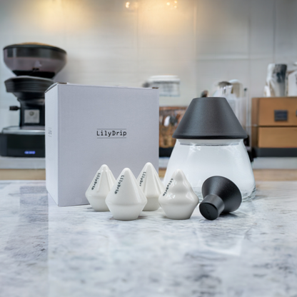 LilyDrip Family Set: Includes LilyDrip, COS, Starflower, & Donut Droplets With Rapid Filter Shaper Glass Container