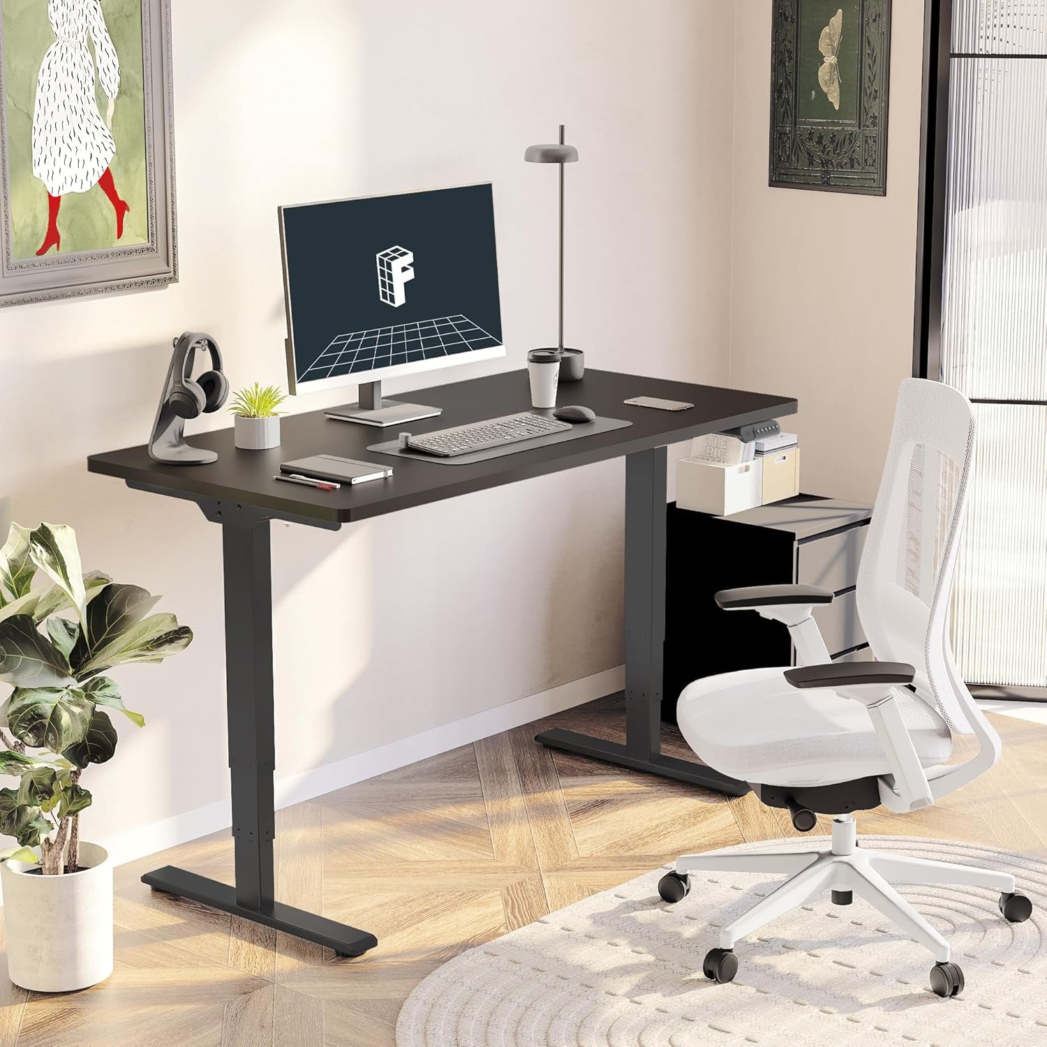 Height Adjustable Electric Standing Desk with Ergonomic Workspace