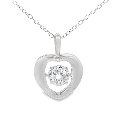 1.00ct Moissanite Heart Love Pendant Sterling Silver