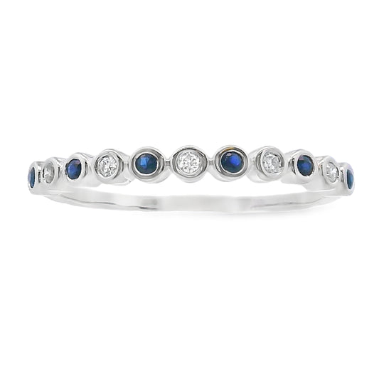 Sapphire Diamond stackable band set 14KT White Gold