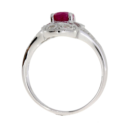 1.05ct Ruby Diamond Ring 10KT White Gold