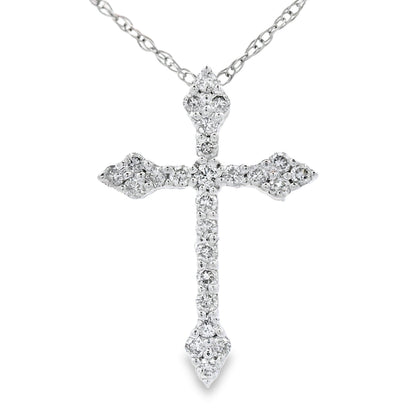 .16ct Diamond Cross Religious Pendant 14KT White Gold
