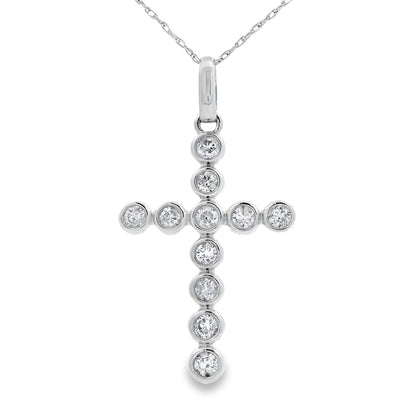 .50ct Diamond Cross Religious Pendant 14KT White Gold