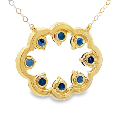 Sapphire Diamond Fashion Pendants 14KT Yellow Gold