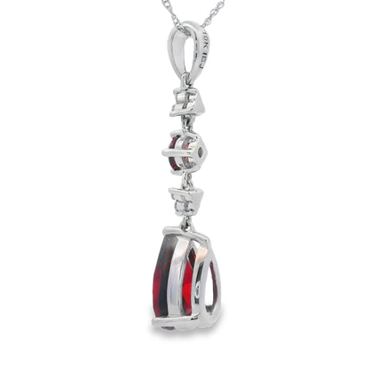 2.25ct Garnet Diamond Fashion Pendants 14KT White Gold