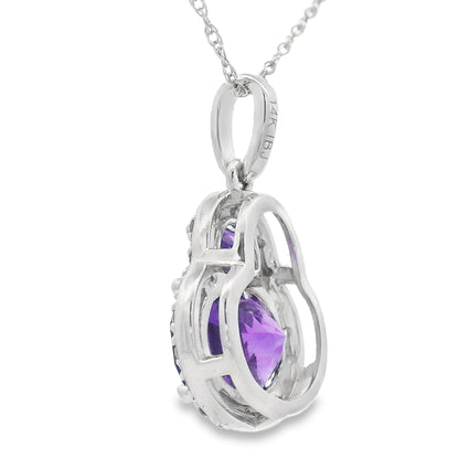 Amethyst Diamond Fashion Pendants 14KT White Gold