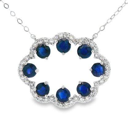 Sapphire Diamond Fashion Pendants 14KT White Gold