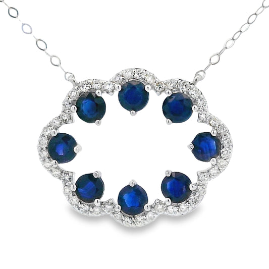 Sapphire Diamond Fashion Pendants 14KT White Gold