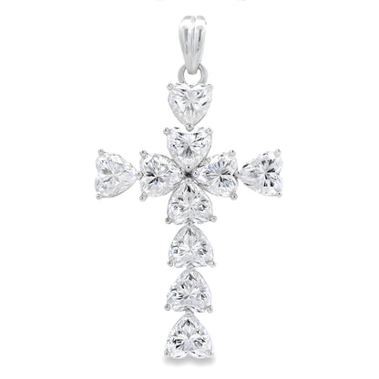 Moissanite Cross Religious Pendant Sterling Silver