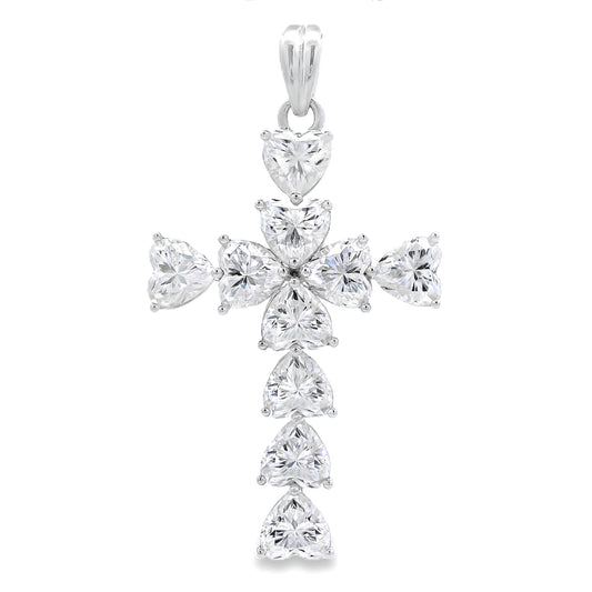 Moissanite Cross Religious Pendant Sterling Silver