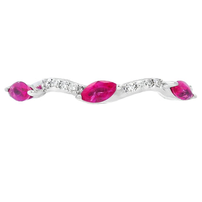 .21ct Ruby Diamond stackable band set 14KT White Gold