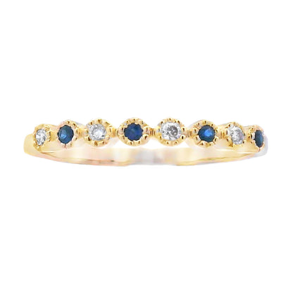 Sapphire Diamond stackable band set 14KT Yellow Gold