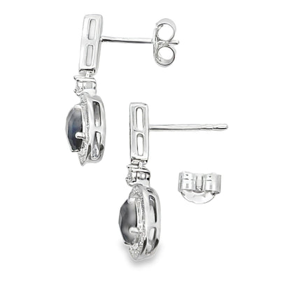 1.06ct Onyx Diamond Dangle Earrings 10KT White Gold