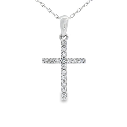 .10ct Diamond Cross Religious Pendant 14KT White Gold