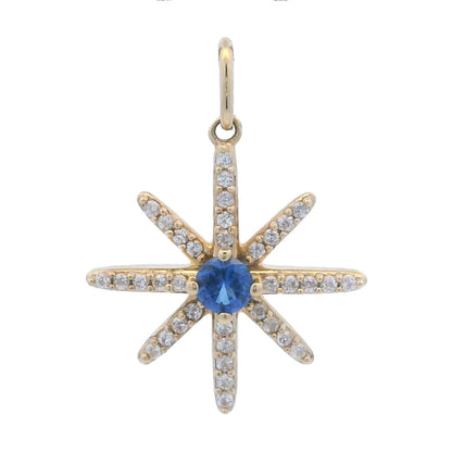 Genuine Created Sapphire Star Pnd 10KT Yellow Gold