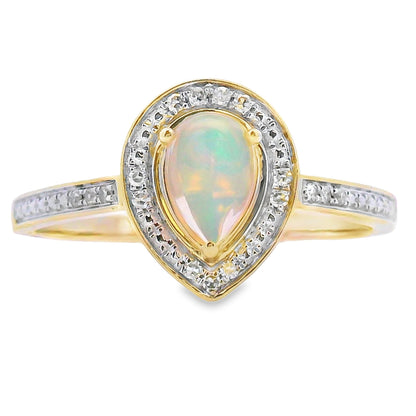 .30ct Opal Diamond Ring 10KT Yellow Gold