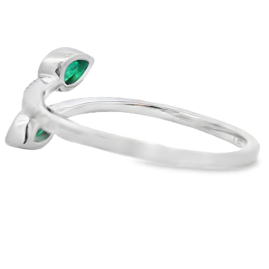 Natural .48ct Emerald Diamond Ring 14KT White Gold