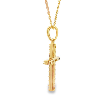 .13ct Diamond Cross Religious Pendant 14KT Yellow Gold