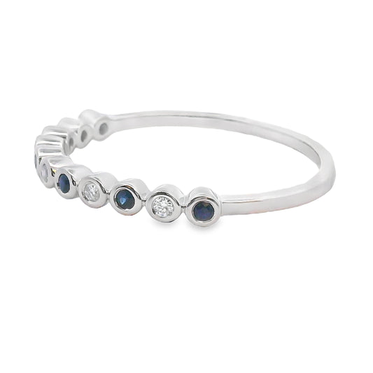 Sapphire Diamond stackable band set 14KT White Gold