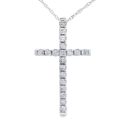 .24ct Diamond Cross Religious Pendant 14KT White Gold