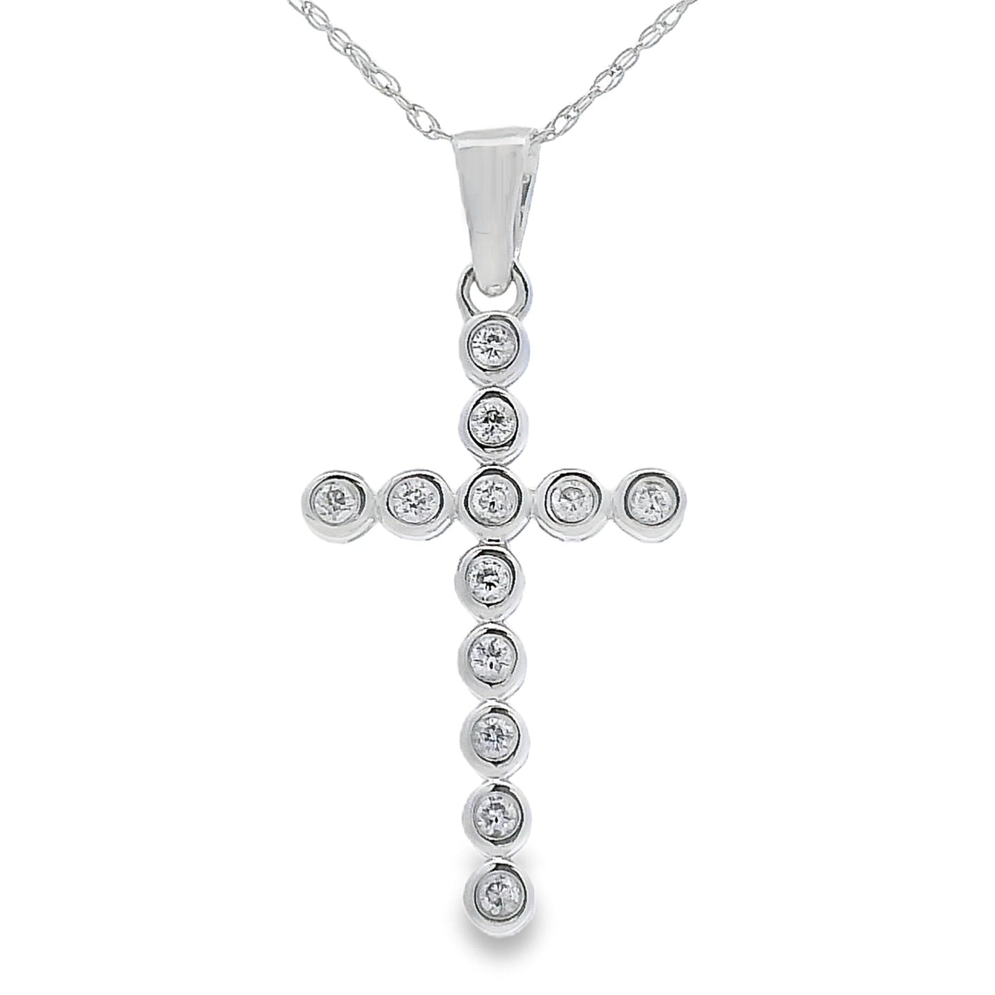 .12ct Diamond Cross Religious Pendant 14KT White Gold
