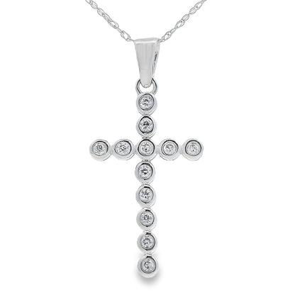 .12ct Diamond Cross Religious Pendant 14KT White Gold